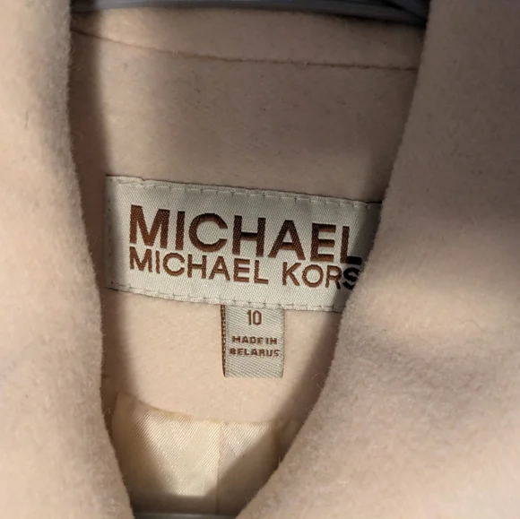 Michael Kors Cream Trench Coat Pea Coat Wool And Angora Blend